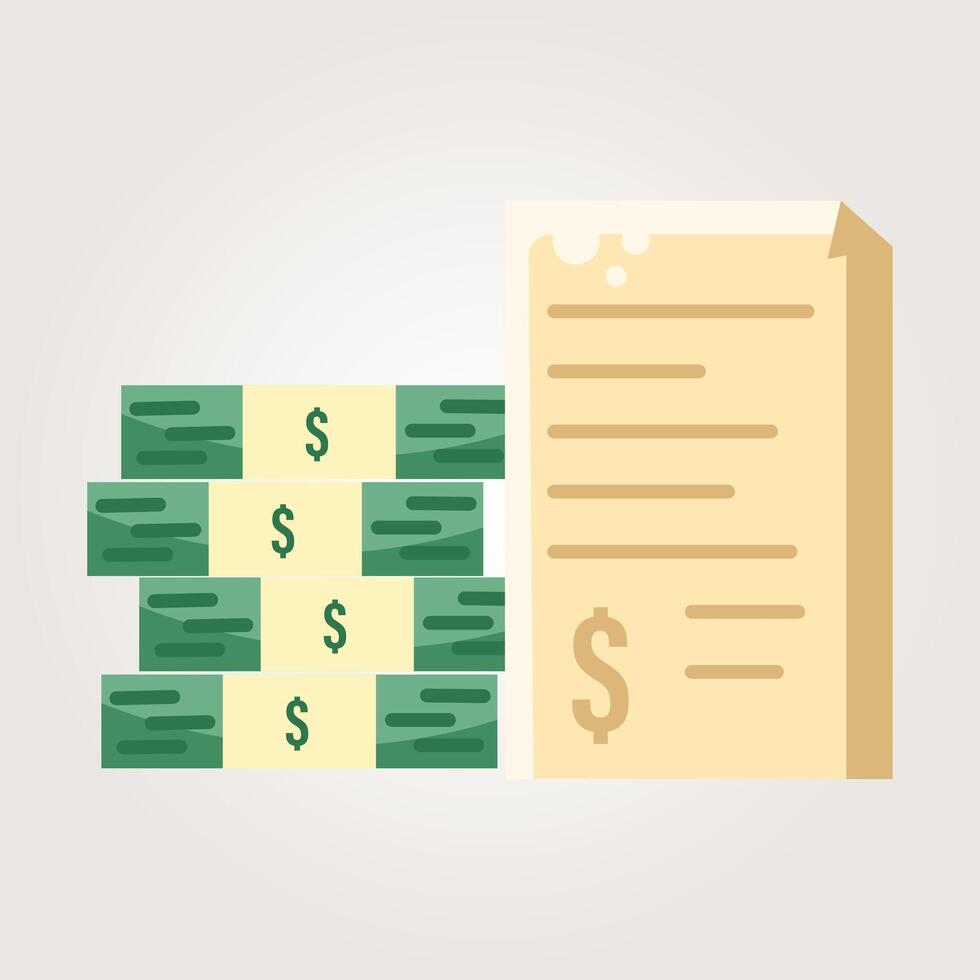 Stacked Cash and Financial Document Illustration on Neutral Background vector