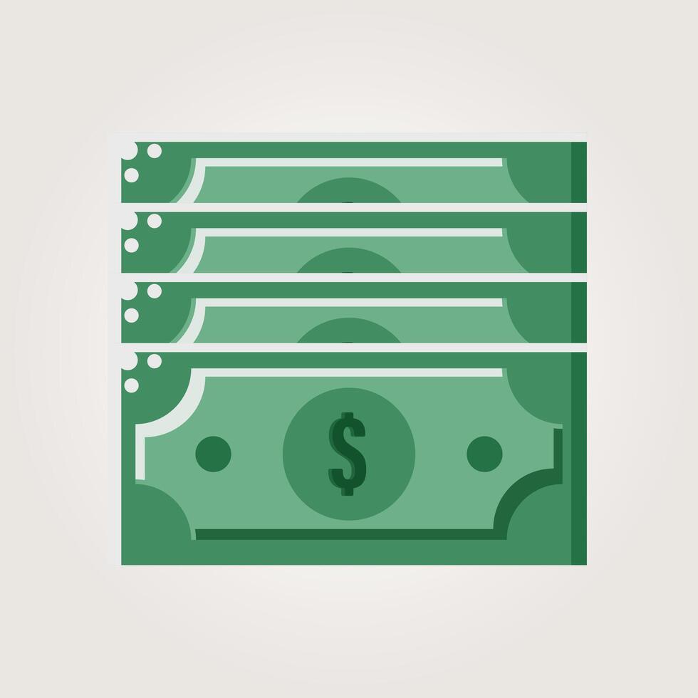 Stack of Dollar Bills - Financial Wealth Concept icons illustration vector