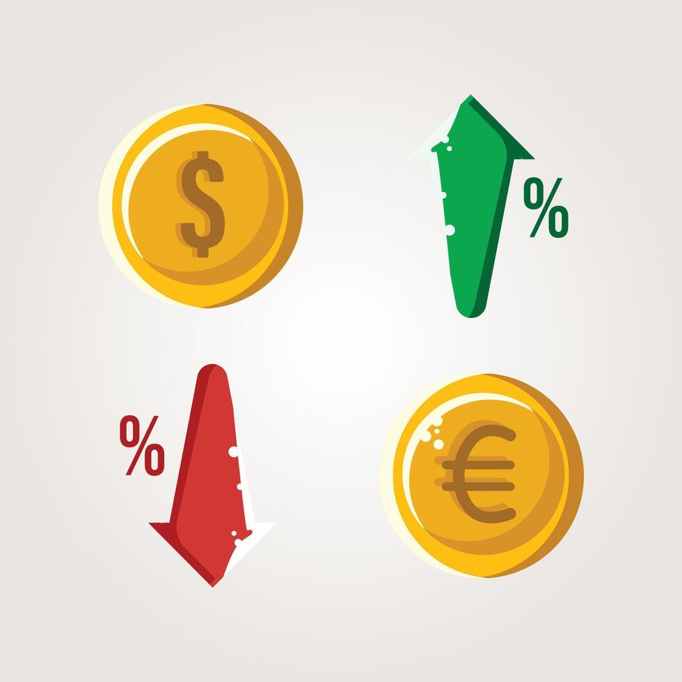 Currency Value Fluctuation euro and dollar icons illustration design vector