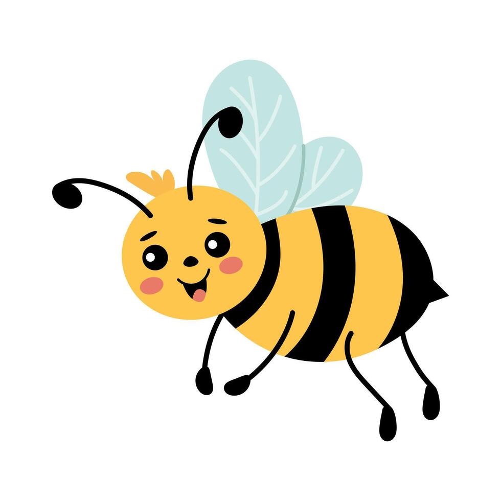 Cute honey bee flying in search of honey. illustration vector