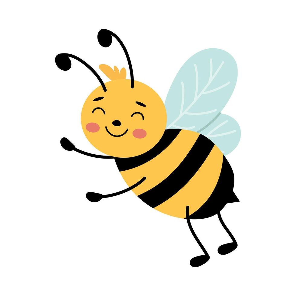 Cute bee in flat style. illustration vector