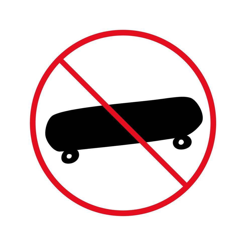 No skateboard. Forbidden sign. design. Hand drawn illustration on white background. vector