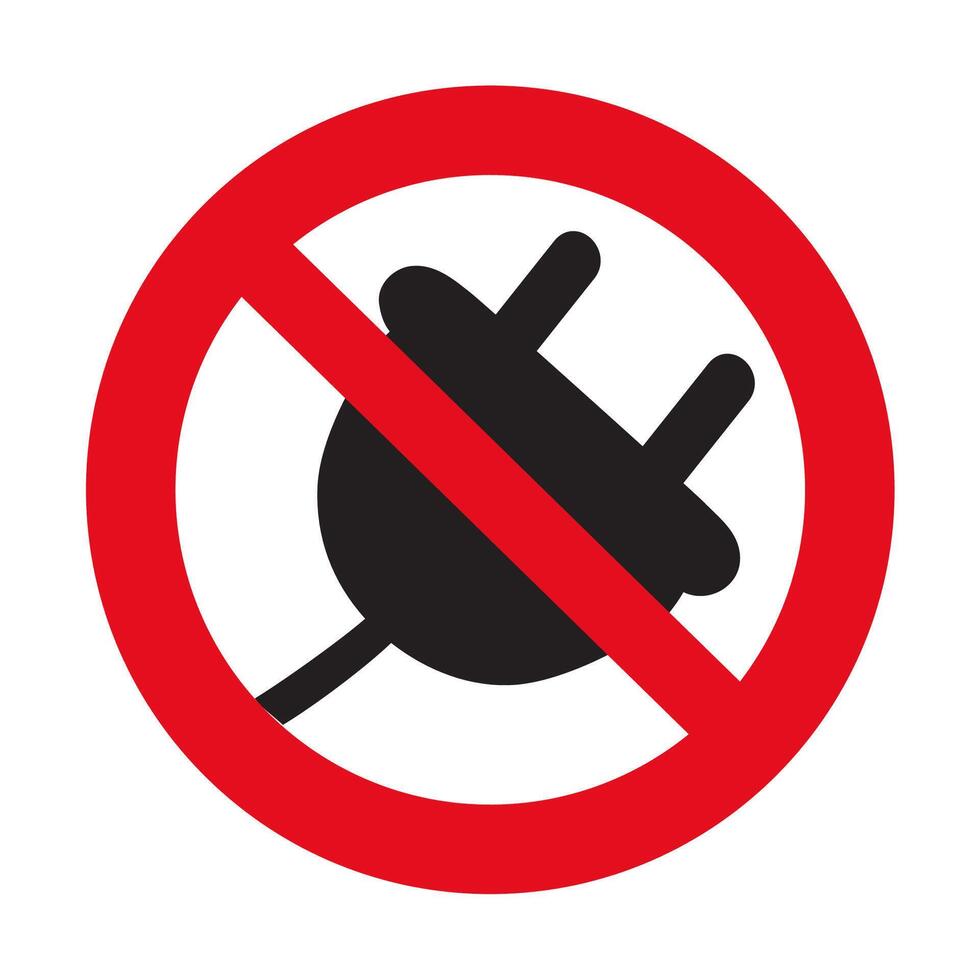 Prohibition sign. No socket plug. design. Illustration on white background. vector