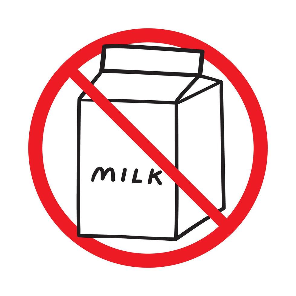No milk. Outline icon. hand drawn illustration on white background. vector