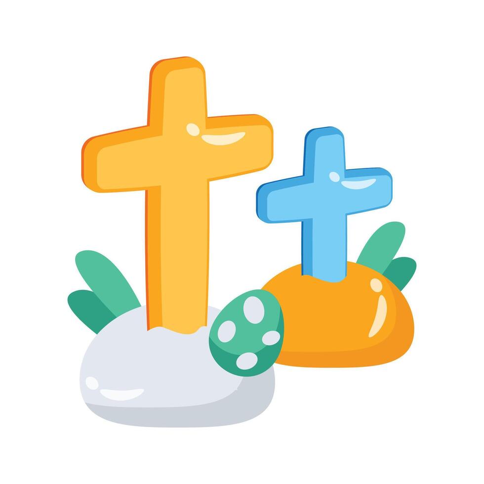 Grab this handy 3d style icon of cemetery cross vector