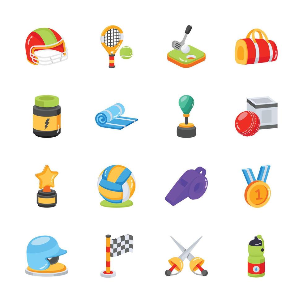 Ready to use 3d style bundle of sports and game accessories vector