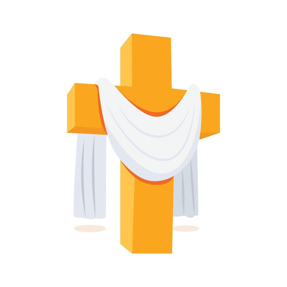 Ready to use 3d icon of calvary cross with drape vector