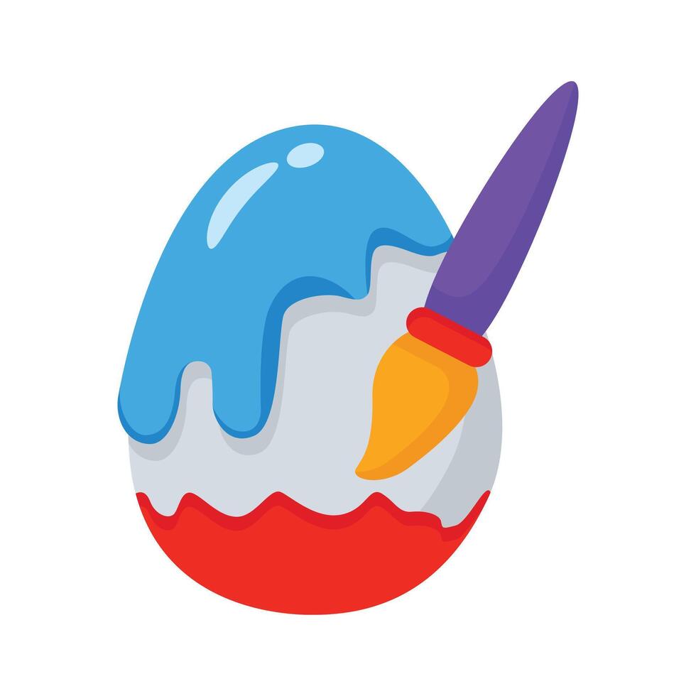 Creatively designed 3d icon of egg painting with brush vector