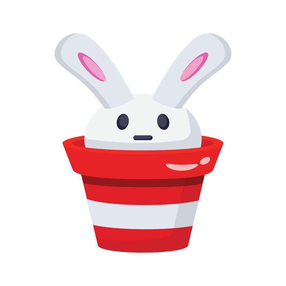 3d icon of easter bunny peeking out from pot vector