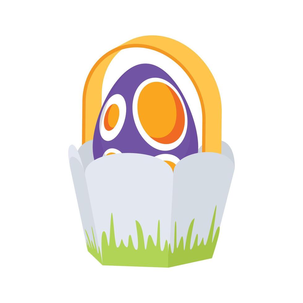 Check out 3d style icon of easter basket filled with eggs vector