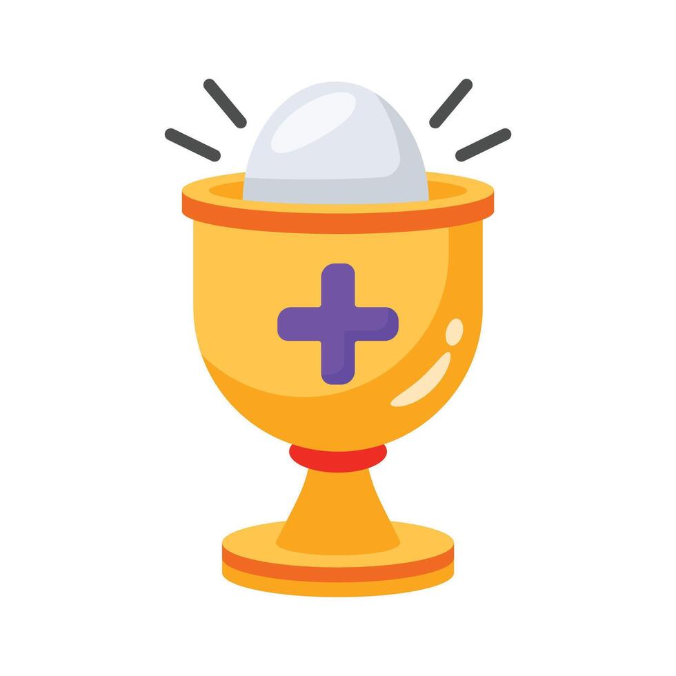 An editable 3d icon depicting holy chalice with an egg vector