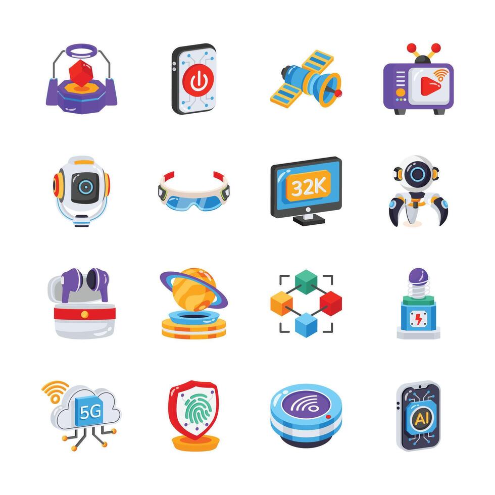 Grab handy 3d collection of future technology icons, ready for premium use vector