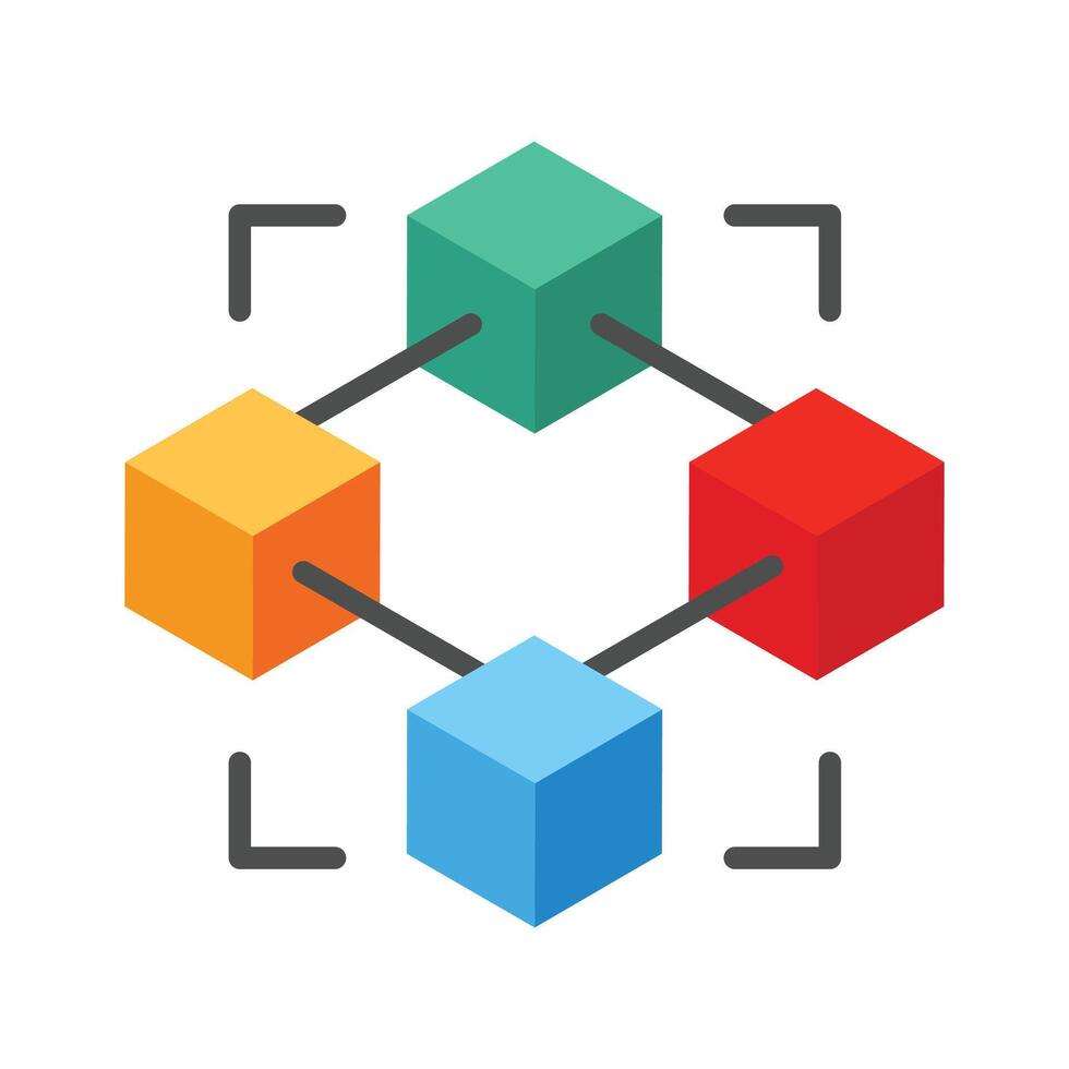 Creatively designed 3d style icon showing blockchain technology vector