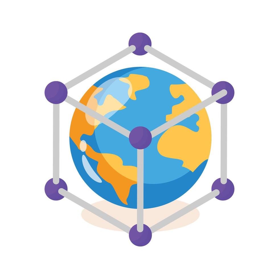 Ready to use 3d style icon of global networking technology vector