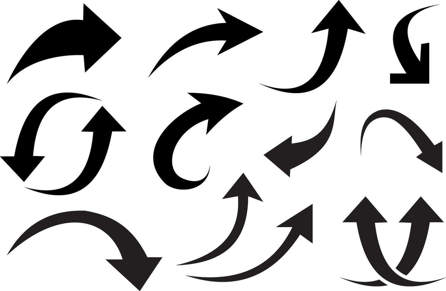 Arrows with a black silhouette. Flat style icons vector
