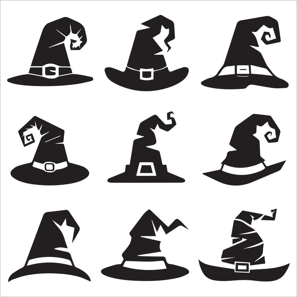 Halloween witch hat black silhouette vector