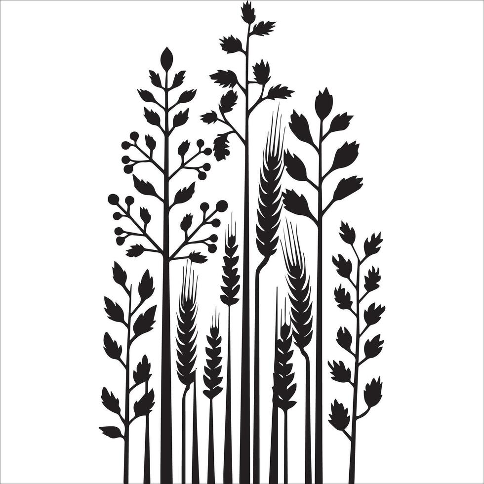 Vintage Botanical Leaf Silhouette Set vector