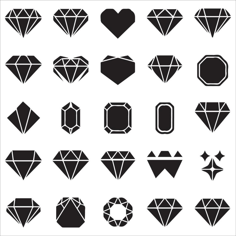 Set of diamonds line icons style. Gemstone diamond collection. precious crystal stones. Diamond icons editable stock for mobile and web designs. Rich symbols collection isolated on white background. vector