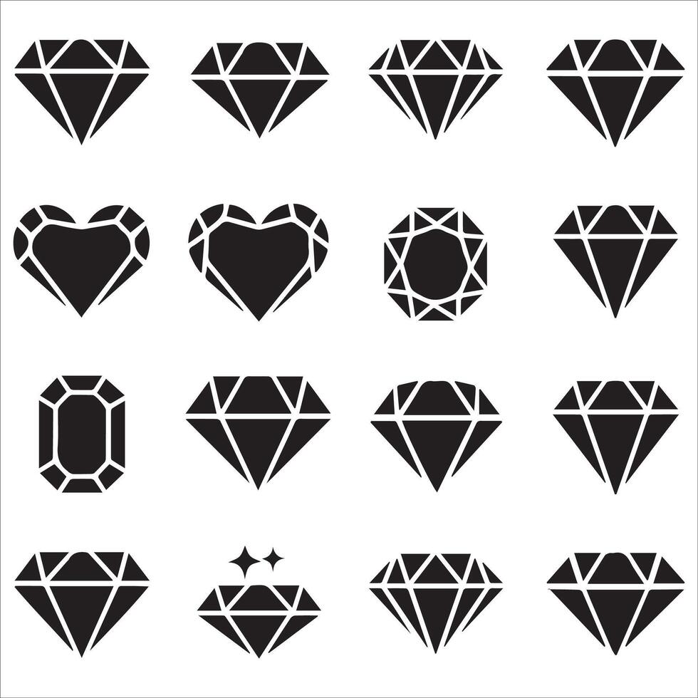 Diamond icon set. Different shapes of diamond. vector