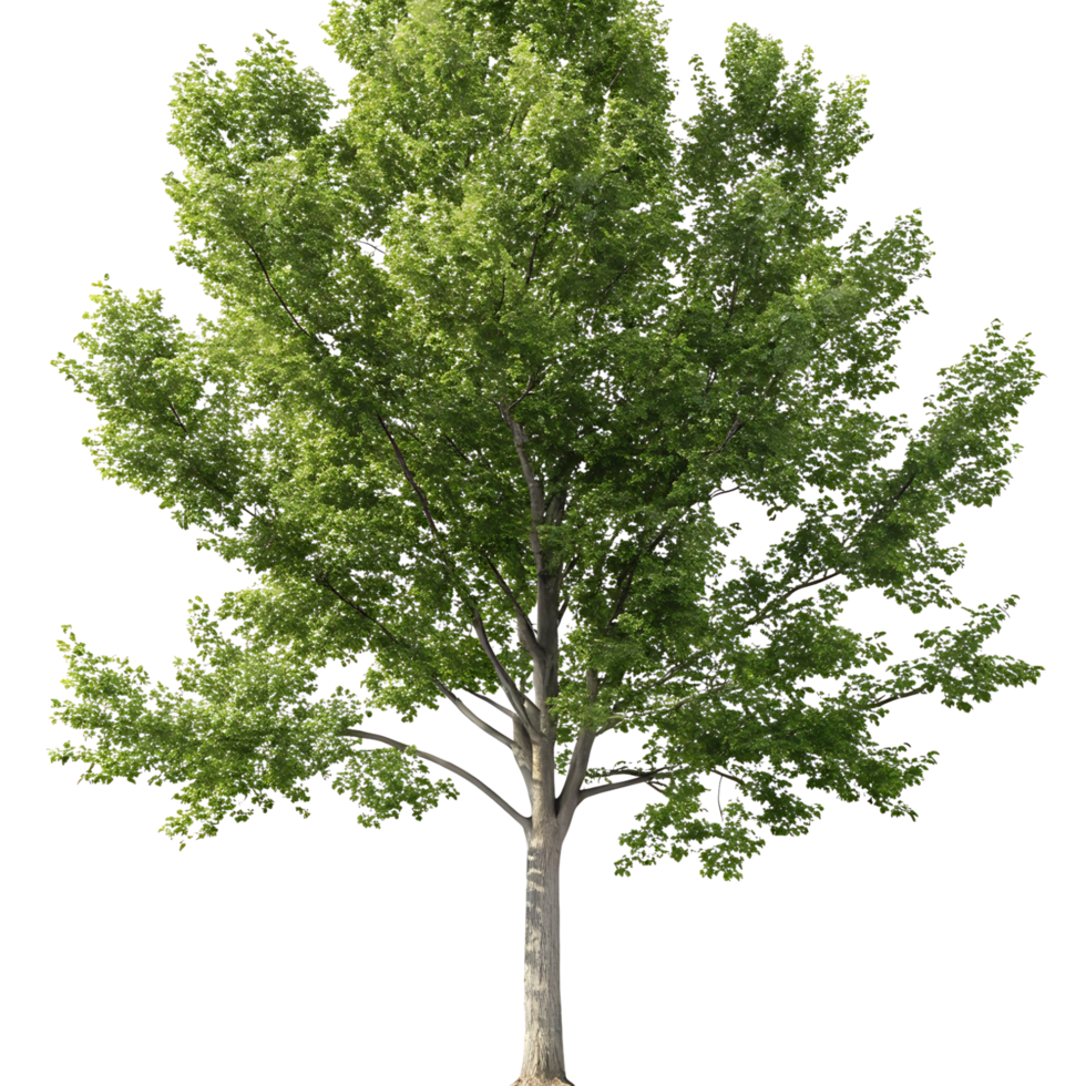 Vertical shot of a poplar tree with lush green branches isolated on a Transparent Background symbolizing natures purity and fresh growth png