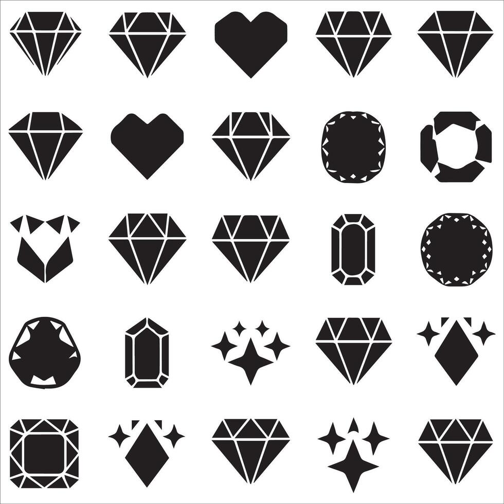 Set of diamonds line icons style vector