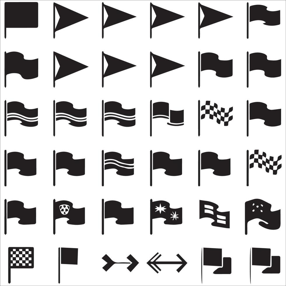 Minimalist Flag Icon Set Silhouette Design vector