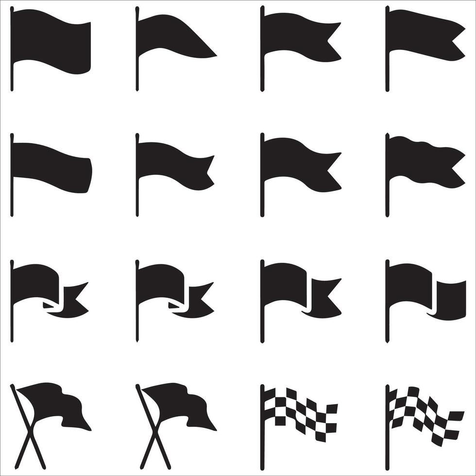 Flag icon set , image silhouette vector