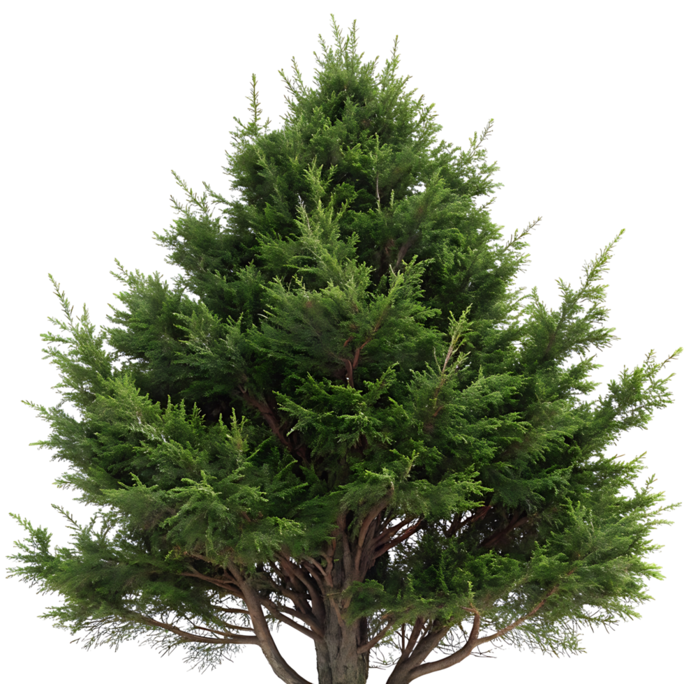 Lush Green Conical Evergreen Tree on Transparent Background png