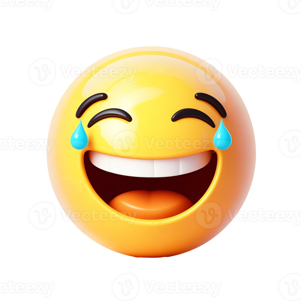 Laughing Emoji With Tears Of Joy Isolated On Transparent Background png