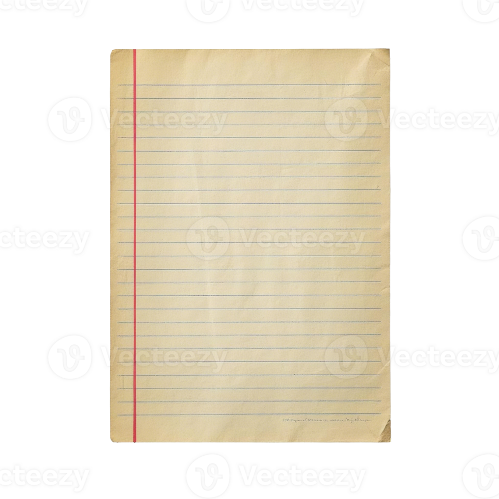 Aged Lined Paper Sheet With Subtle Texture Isolated On Transparent Background png