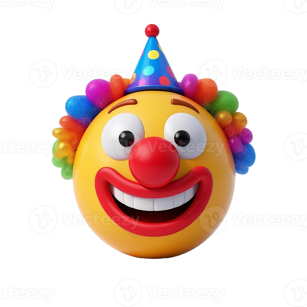 3D Clown Emoji With Party Hat For April Fools Day Transparent Background png