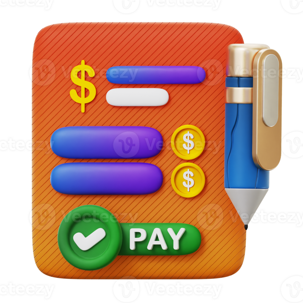 Invoice Icon 3D Illustration png