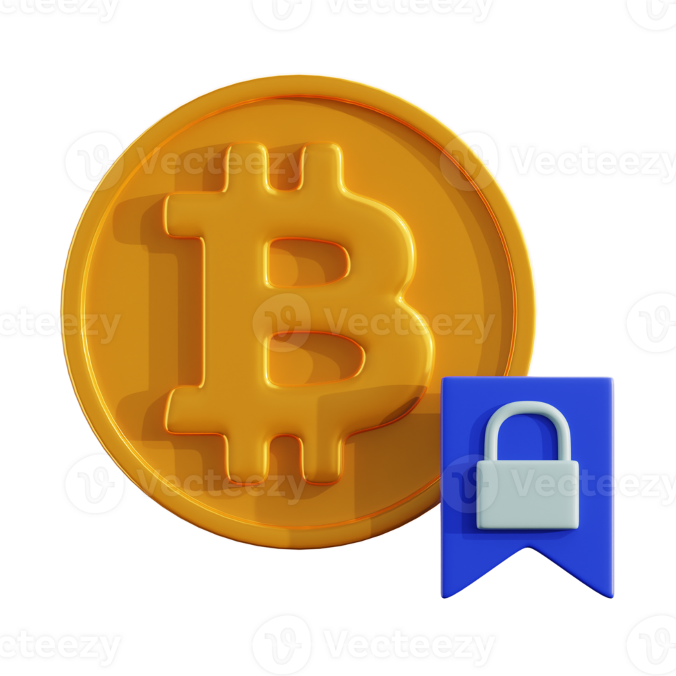 bitcoin lock 3D Illustration png