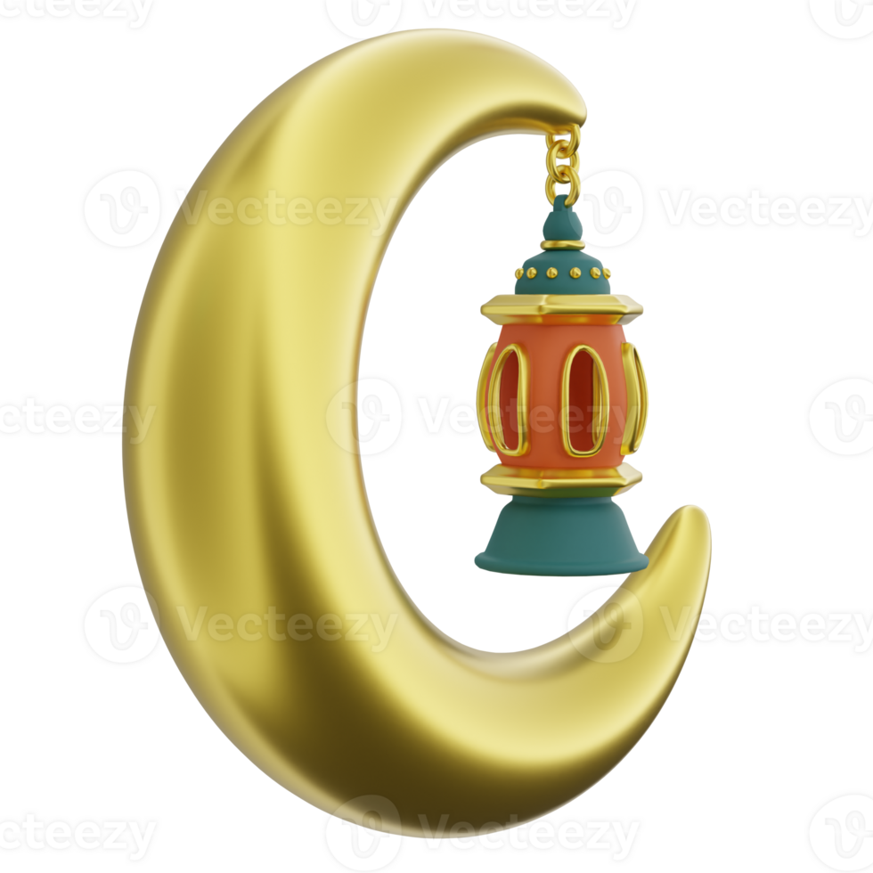 Moon Lantern 3D illustration png