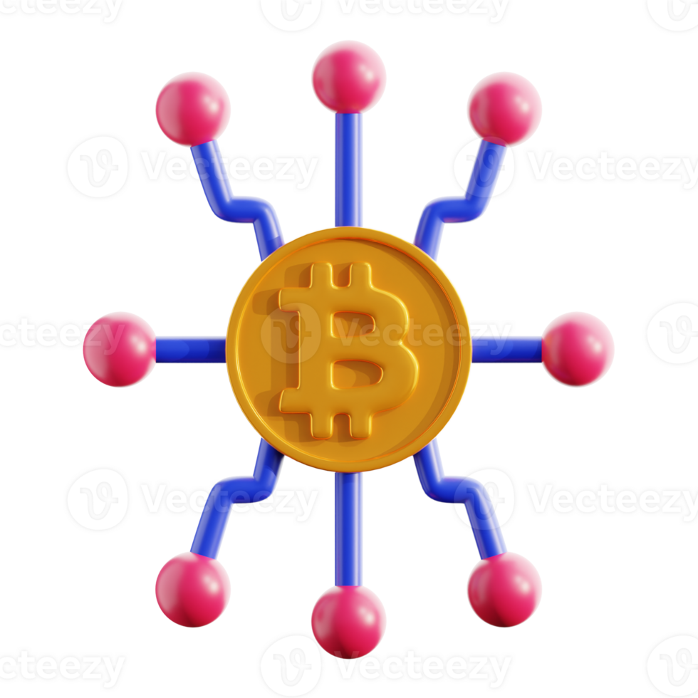 bitcoin network 3D Illustration png