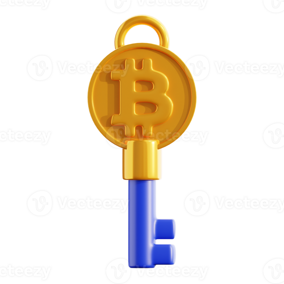 bitcoin key 3D Illustration png