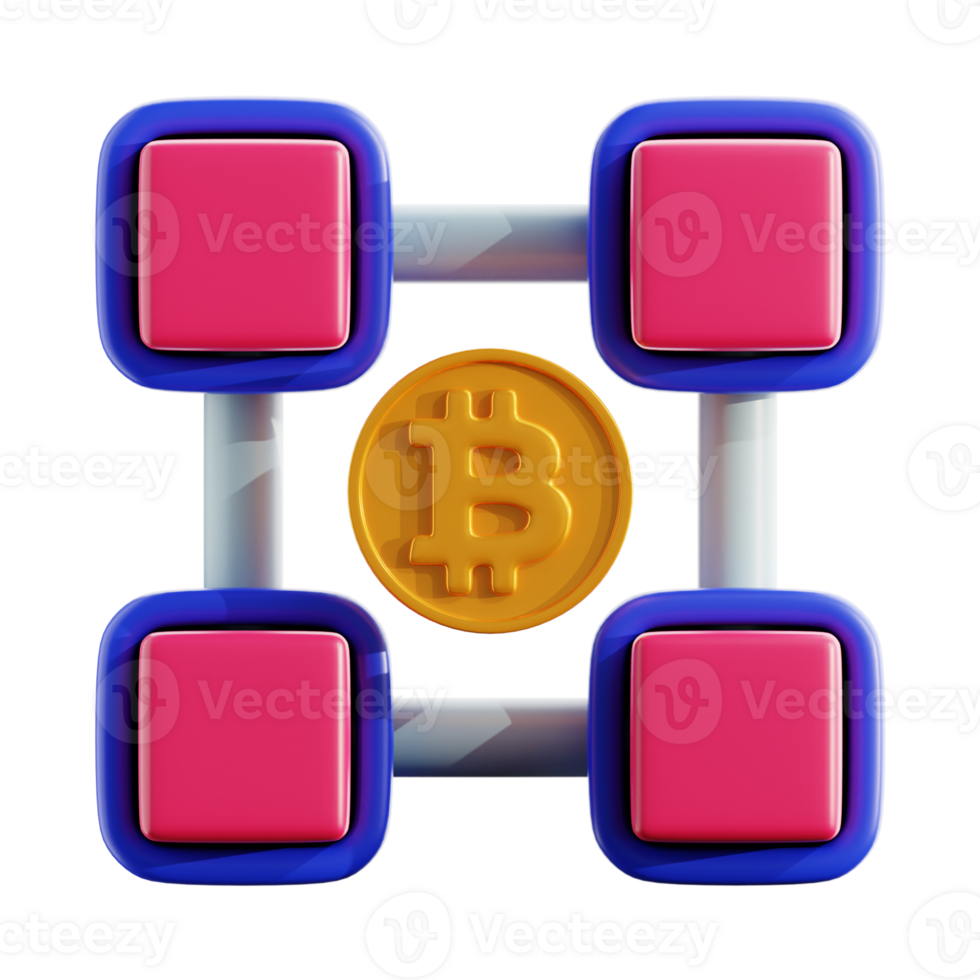 bitcoin block chain 3D Illustration png