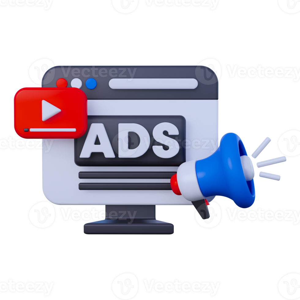 Digital Marketing Ads 3D Illustration png