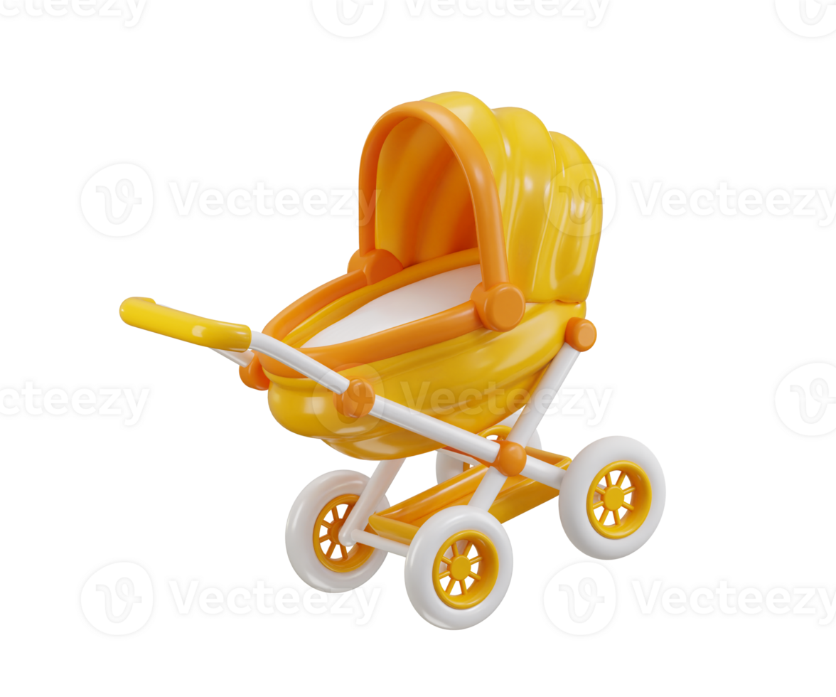 Baby stroller icon 3d render png