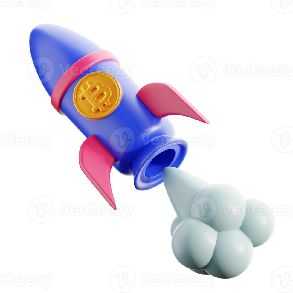 crypto rocket 3D Illustration png