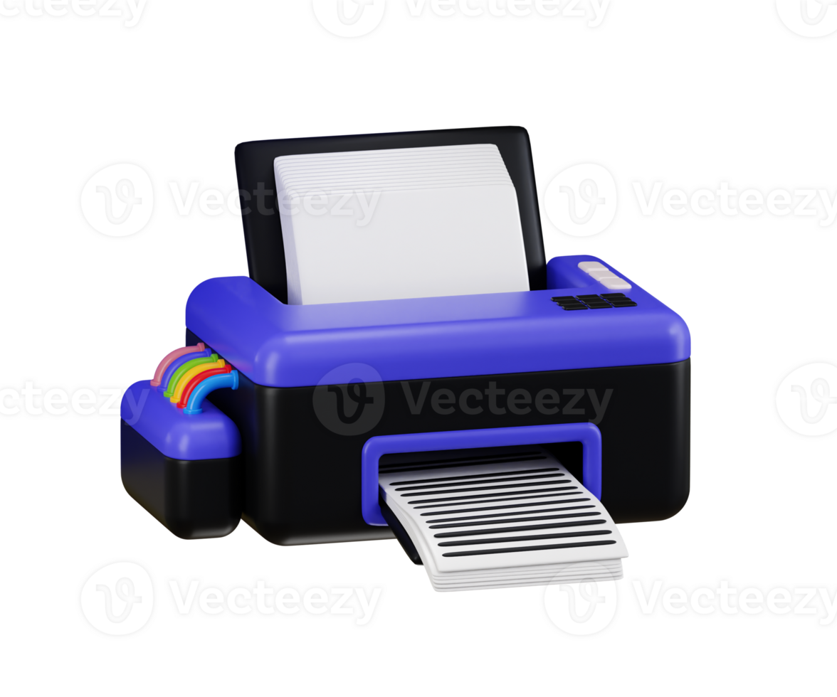 Printer icon 3d render concept of printing machine, printing device for paper printing icon illustration png