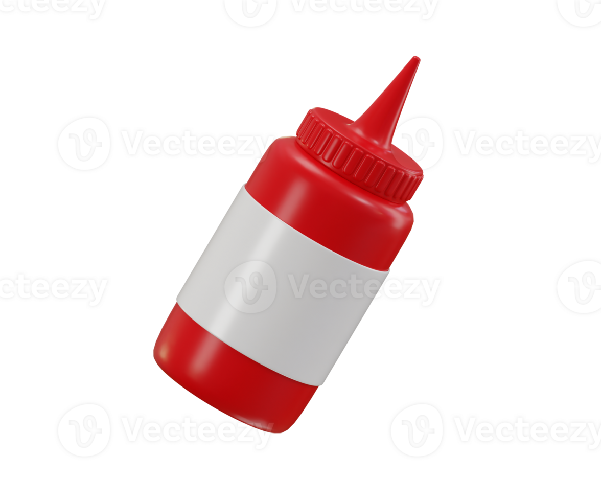 Ketchup and chili sauce bottle 3d render png
