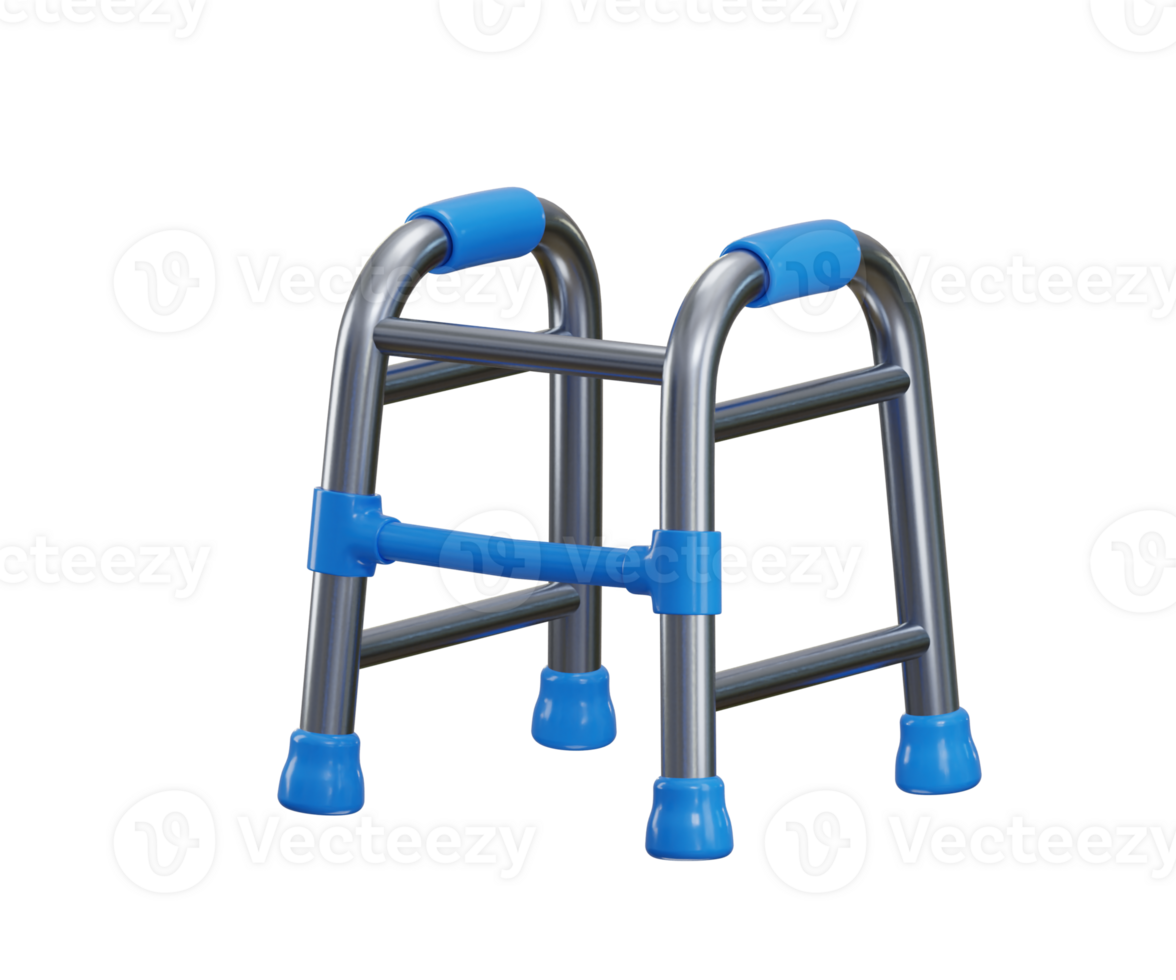 Walker frame icon 3d render concept of medical supplies, Equipment for elderly 3d Walking frame illustration png