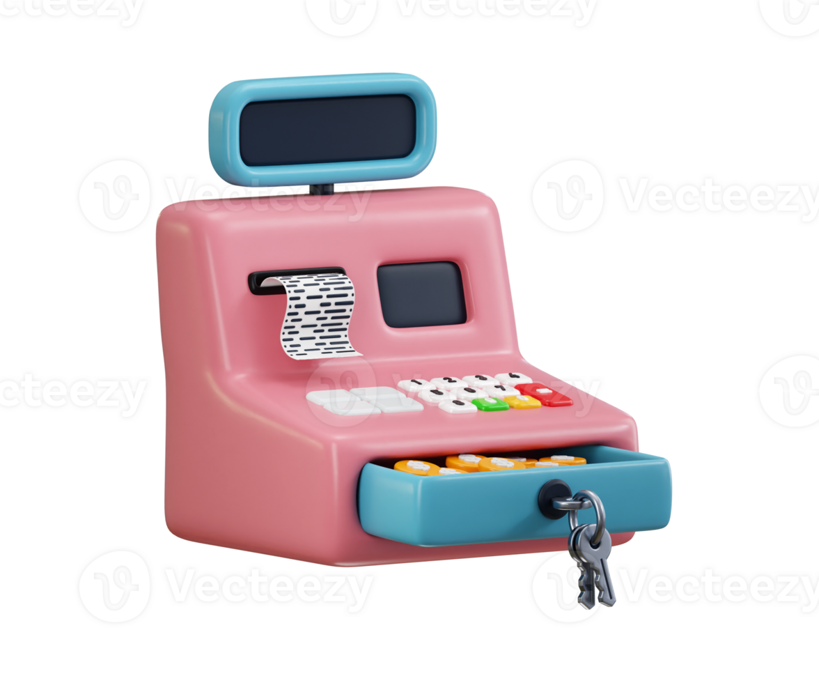 Cash Register icon 3d render concept of shop cash counter icon illustration png