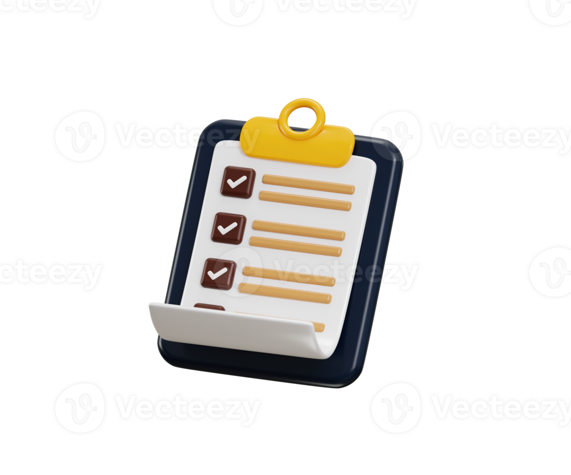 3d clipboard with check list business education task manage icon 3d render concept of Filling tax form. Tax payment, accounting, financial management, Todo list paper icon png