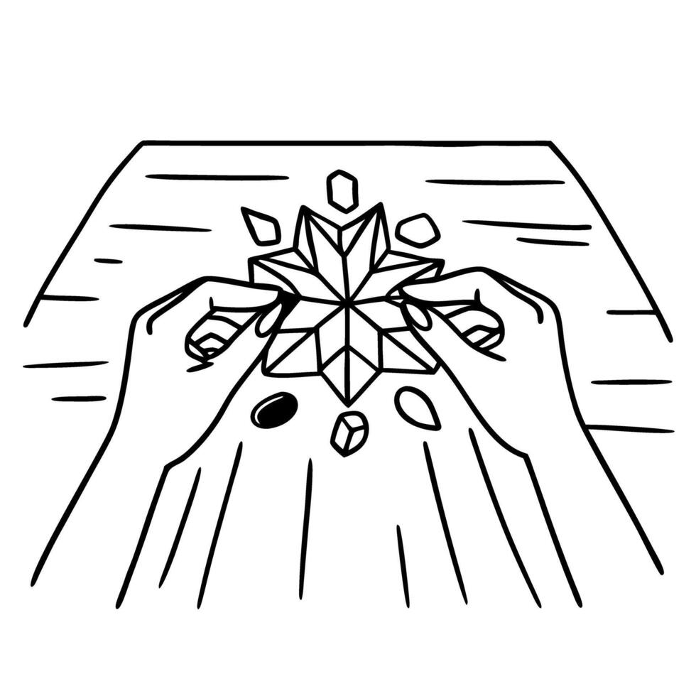 hands crafting geometric paper art creative diy project, paper folding, origami design vector