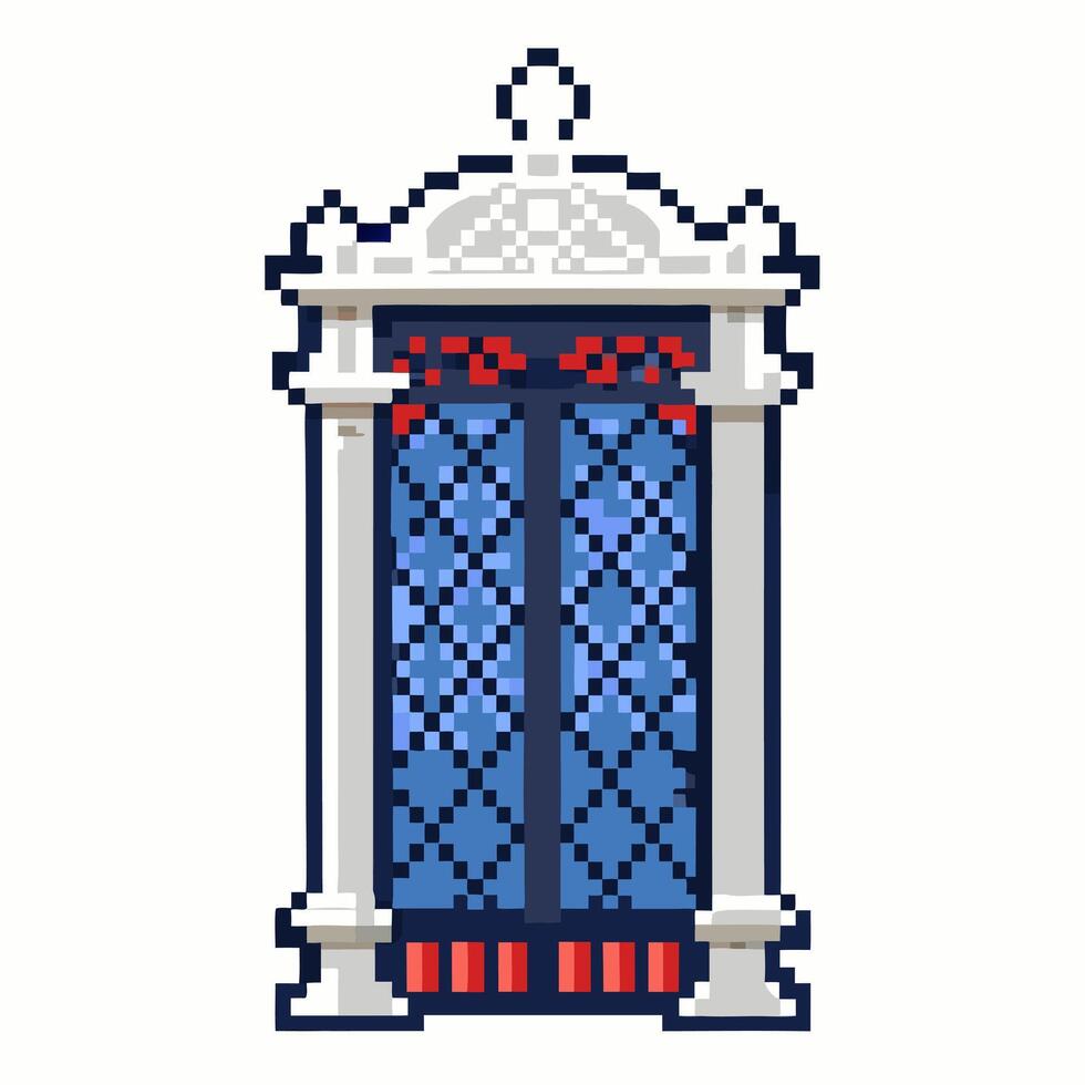 Vintage mosaic lantern with intricate geometric patterns, pixel art, traditional design, ornamental decor vector