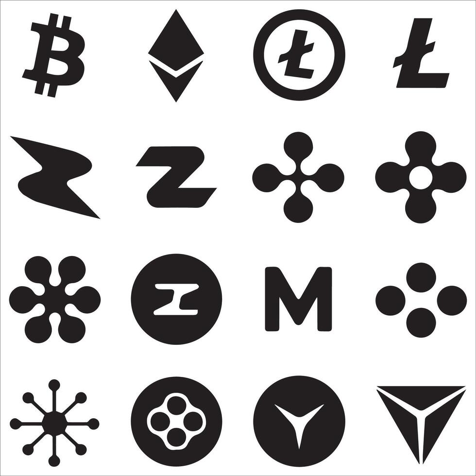 Cryptocurrency Icons Set Illustration vector