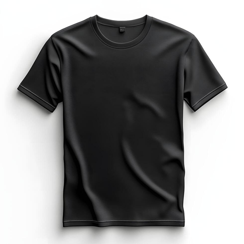 Minimalist Mockup, Sleek Black T-Shirt on a Clean White Background photo