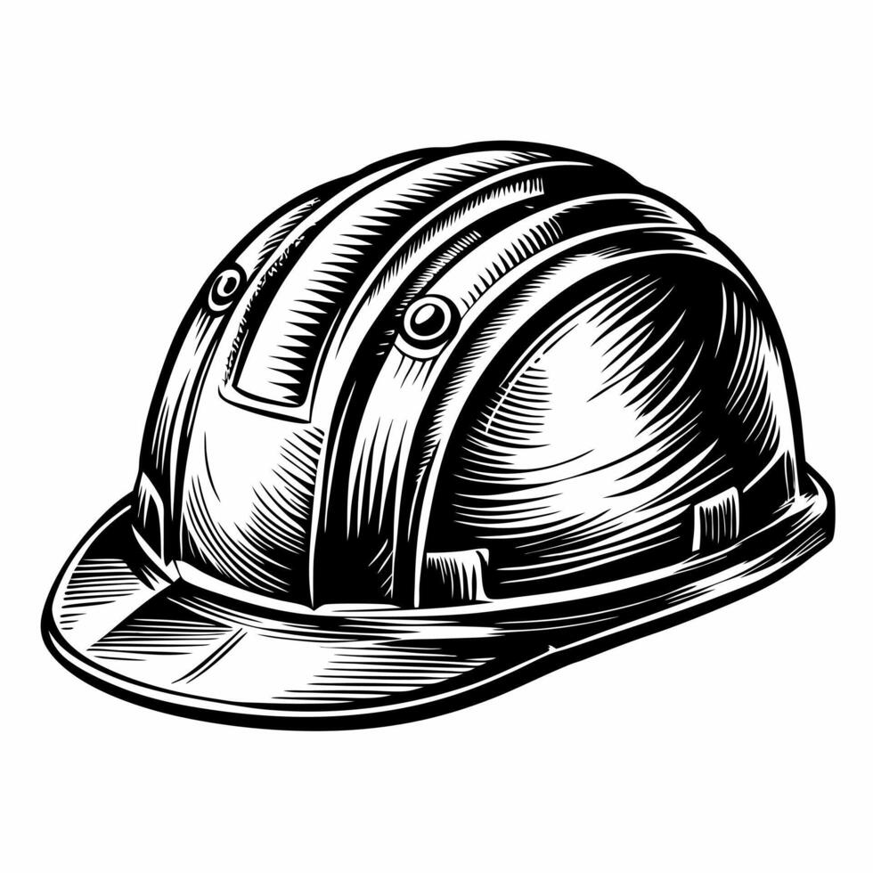 Hand Drawn Construction Helmet with Intricate Detail in Style vector
